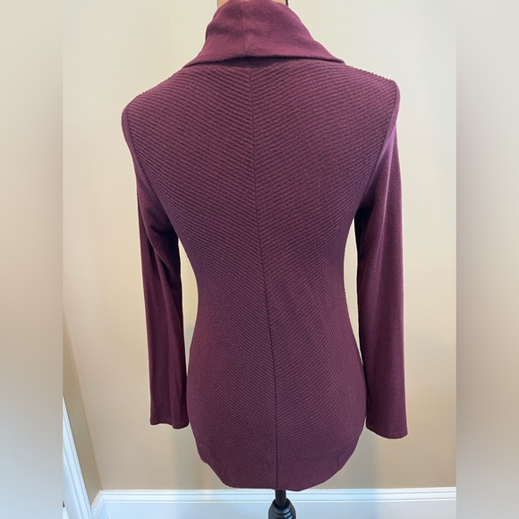 Burgundy light weight ribbed cowl neck sweater. - Picture 2 of 12
